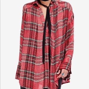 Free People Fearless Love Plaid Pullover Tunic S